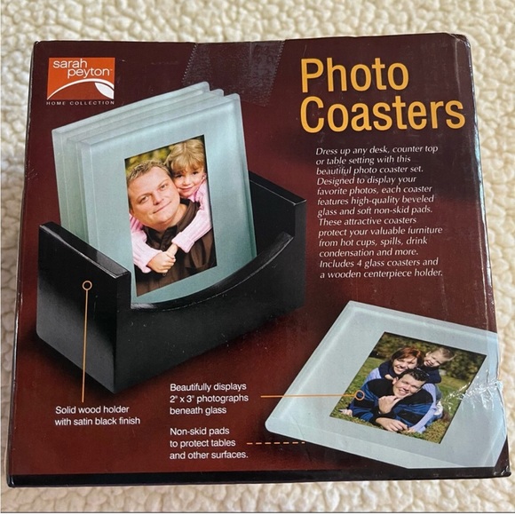 Home Solid Glass Photo Coasters Wooden Holder Picture Photo 2x3 - NEW
NIB NWT - Picture 6 of 14